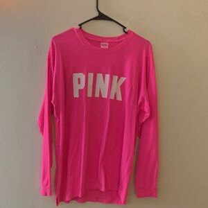 PINK Victoria's Secret Bright Pink Long Sleeve Tee